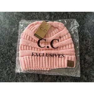 C.C. Exclusives Women's Cable Knit Pink Beanie Winter Hat One Size Stretchy Cute